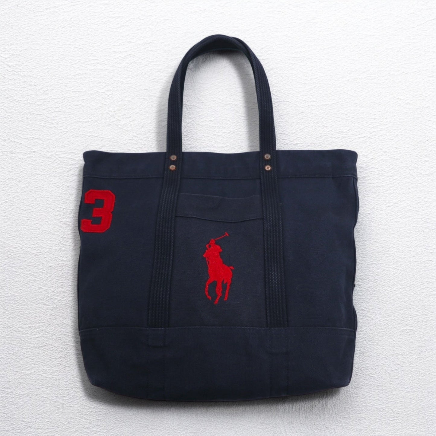 POLO RALPH LAUREN ビッグポニー キャンバス トートバッグ ネイビー ウォッシュ加工