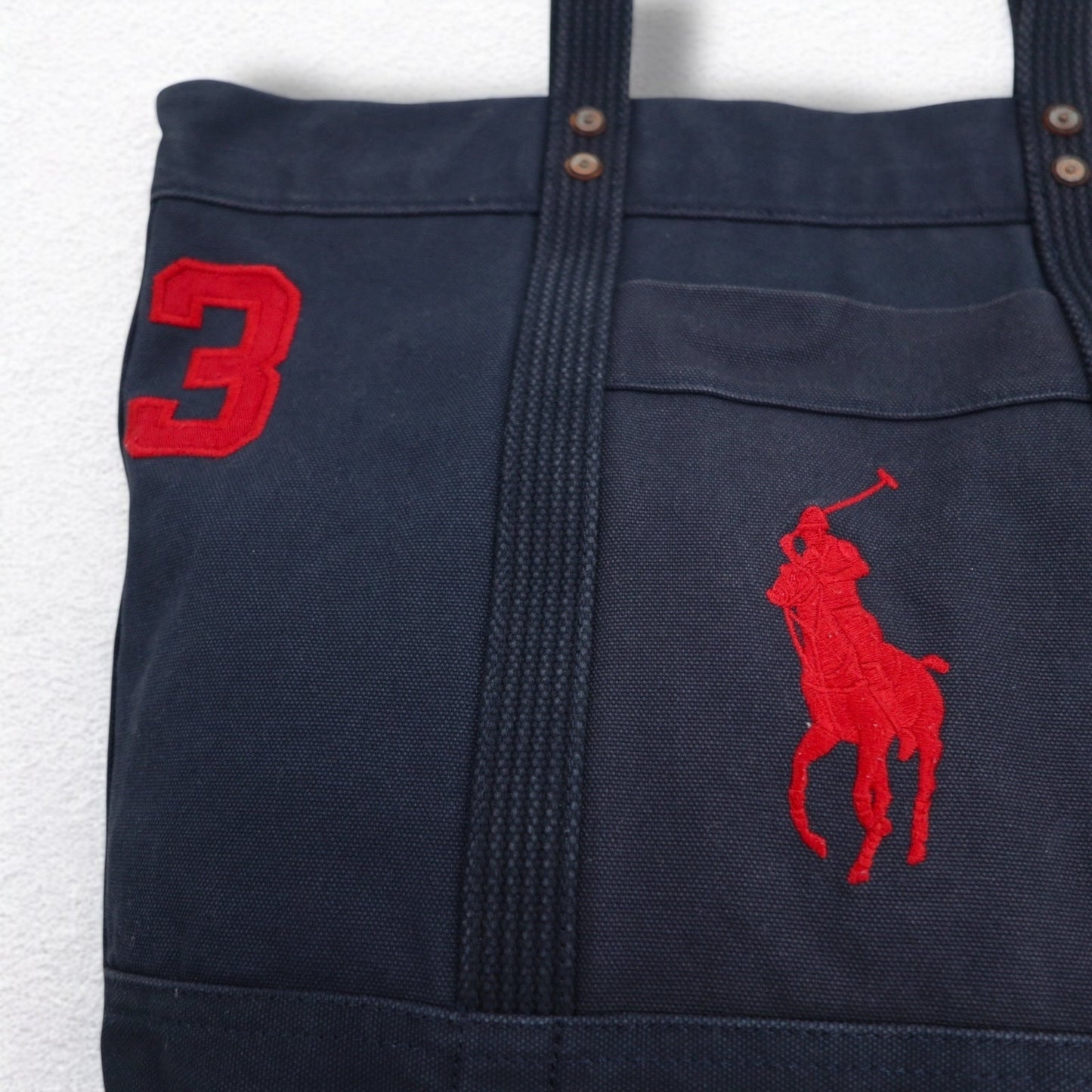 POLO RALPH LAUREN ビッグポニー キャンバス トートバッグ ネイビー ウォッシュ加工