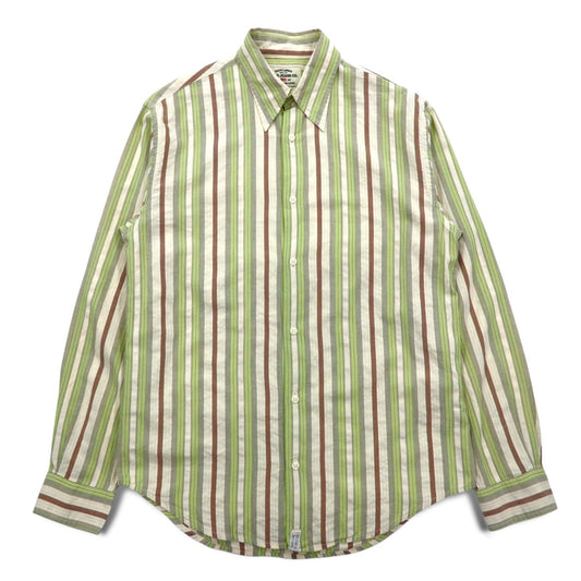 POLO JEANS CO. RALPH LAUREN 90年代 マルチストライプシャツ L グリーン コットン