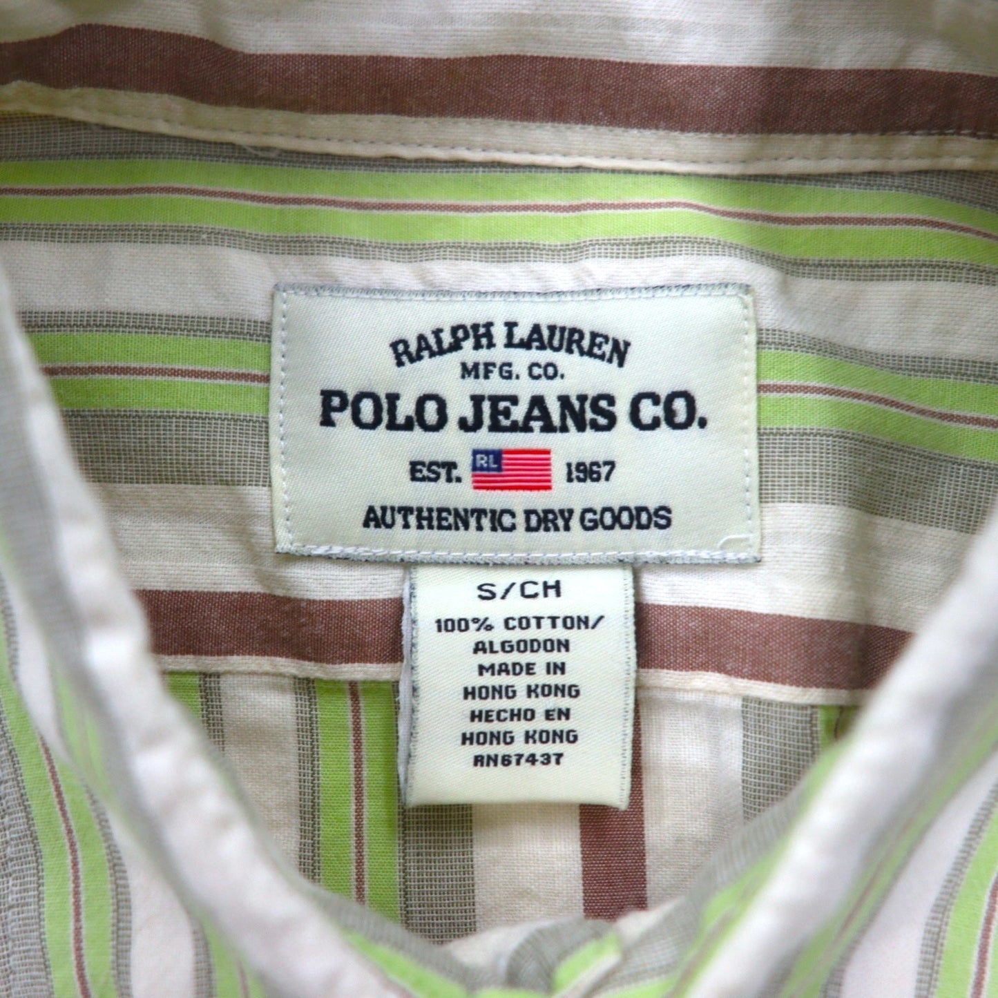 POLO JEANS CO. RALPH LAUREN 90年代 マルチストライプシャツ L グリーン コットン
