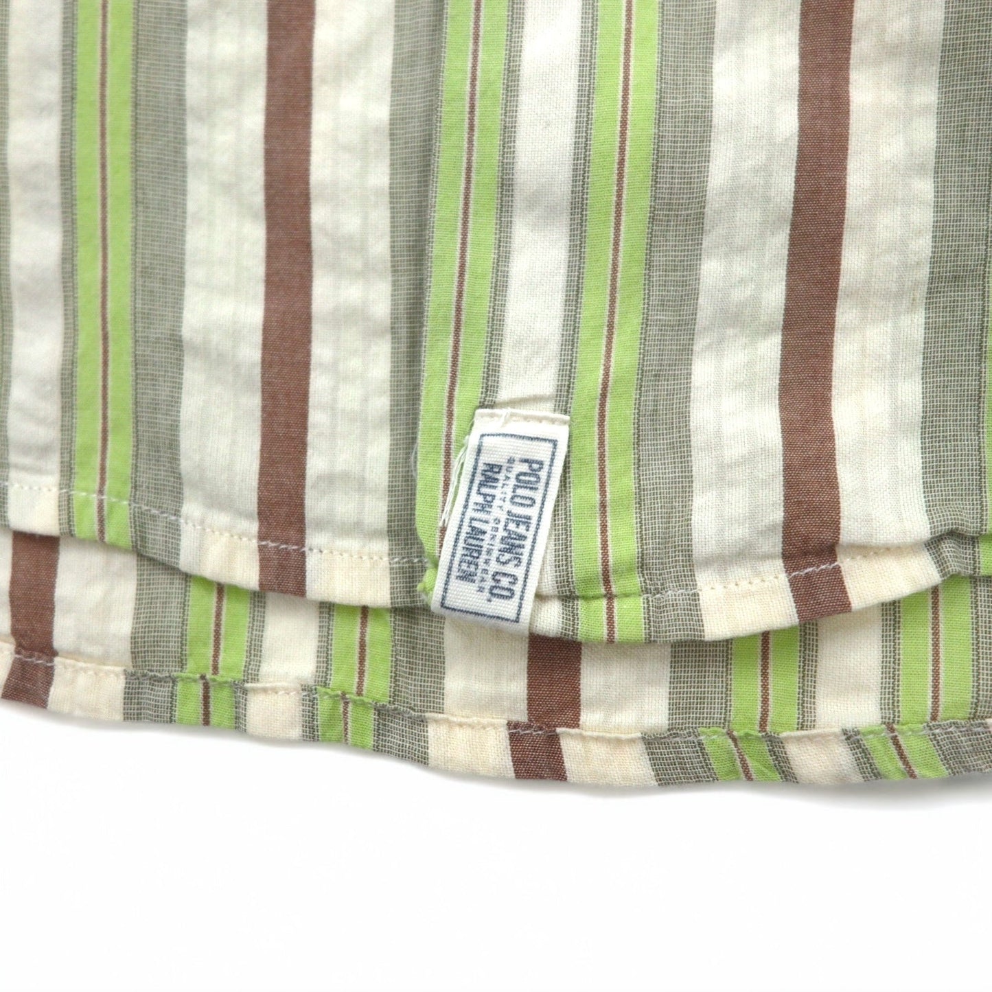 POLO JEANS CO. RALPH LAUREN 90年代 マルチストライプシャツ L グリーン コットン