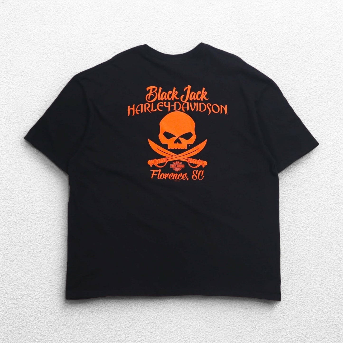 HARLEY DAVIDSON スカル バックプリント Tシャツ 3XL ブラック コットン BLACK JACK ニカラグア製