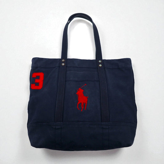 POLO RALPH LAUREN ビッグポニー 刺繍 キャンバス トートバッグ ネイビー