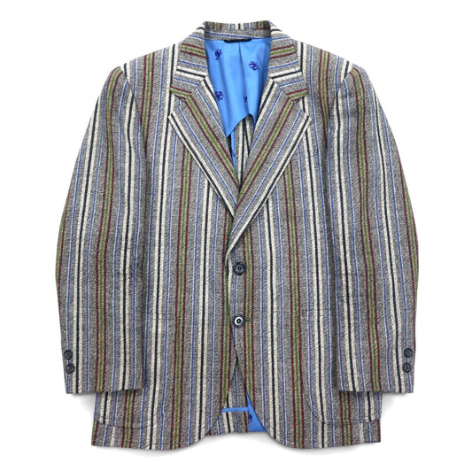 Vintage 80s Blazer Mr. Rough Rider × BROADHEAD & GRAVES 80年代 ジャガード 2B テーラードジャケット M マルチストライプ