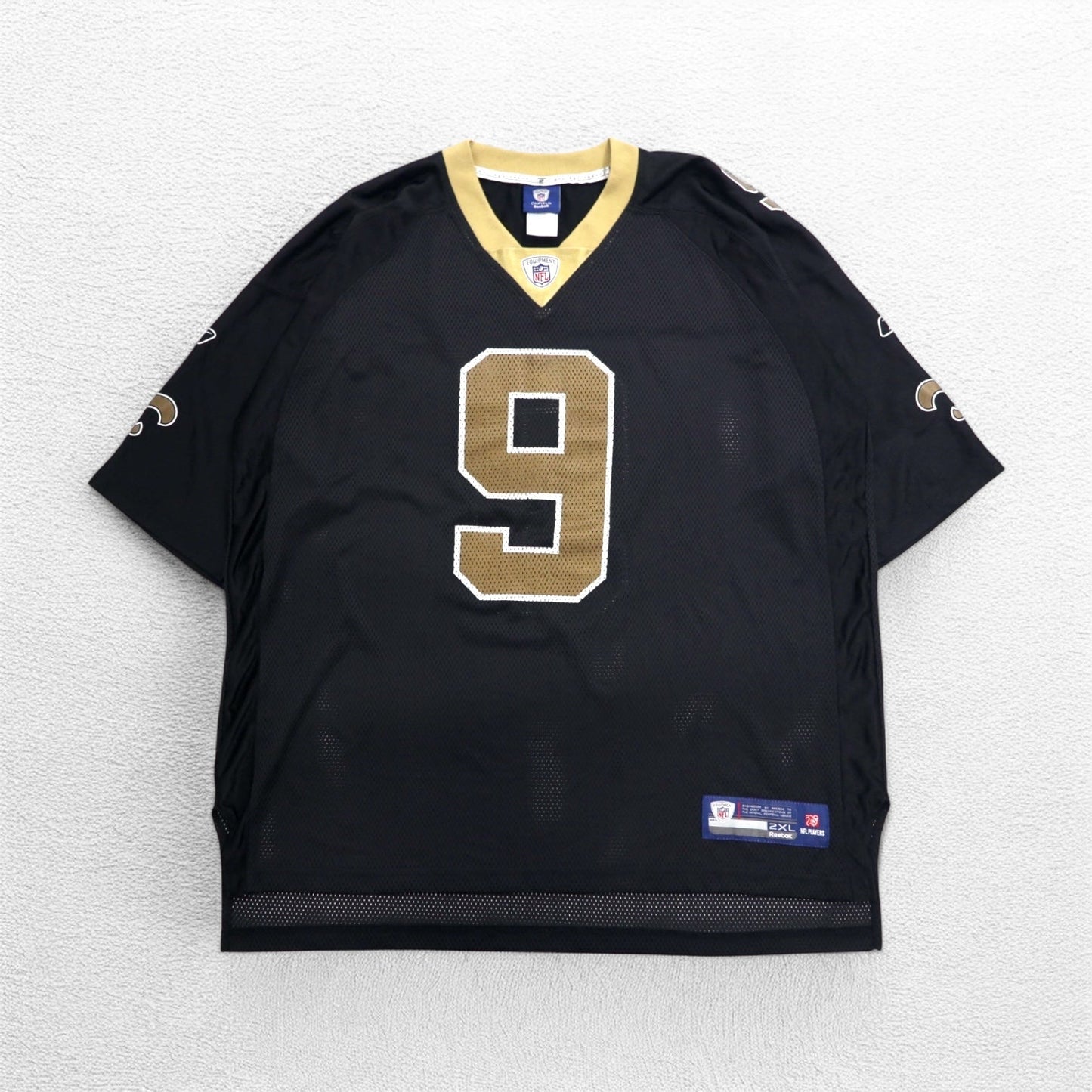 Reebok メッシュ ゲームシャツ NFL EQUIPMET 2XL ブラック ナイロン ナンバリング