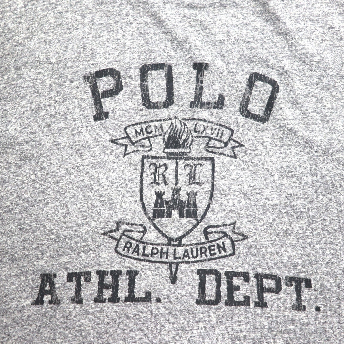 POLO RALPH LAUREN エンブレムロゴ プリント Tシャツ L グレー コットン ATHL.DEPT.