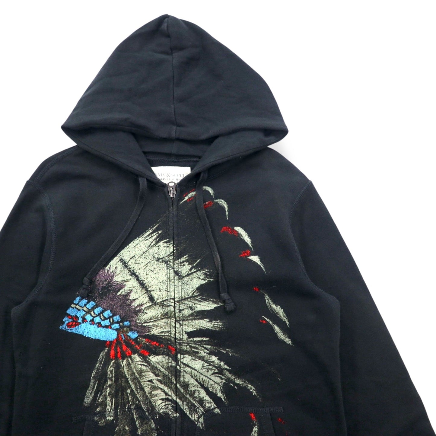 DENIM & SUPPLY RALPH LAUREN インディアンプリント フルジップパーカー S ブラック コットン
