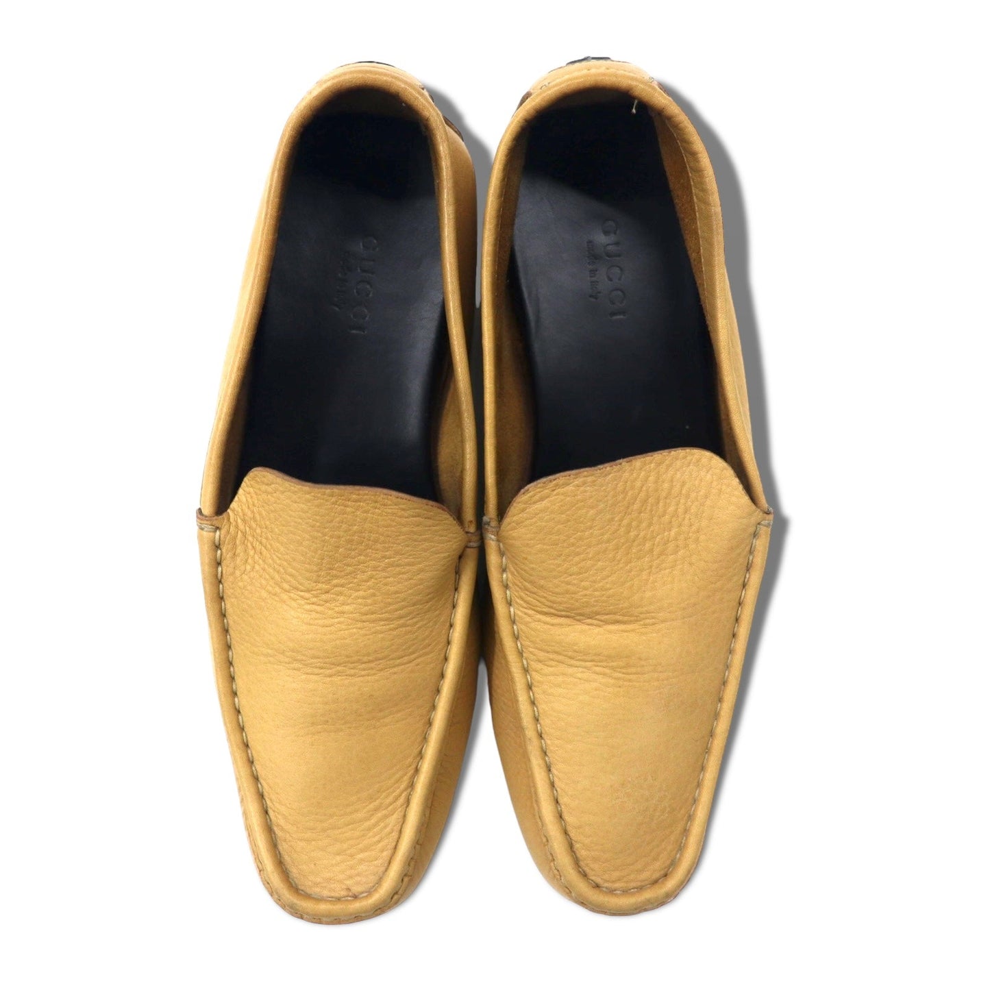 GUCCI ドライビングシューズ 23cm ベージュ レザー シボ革 110101 イタリア製