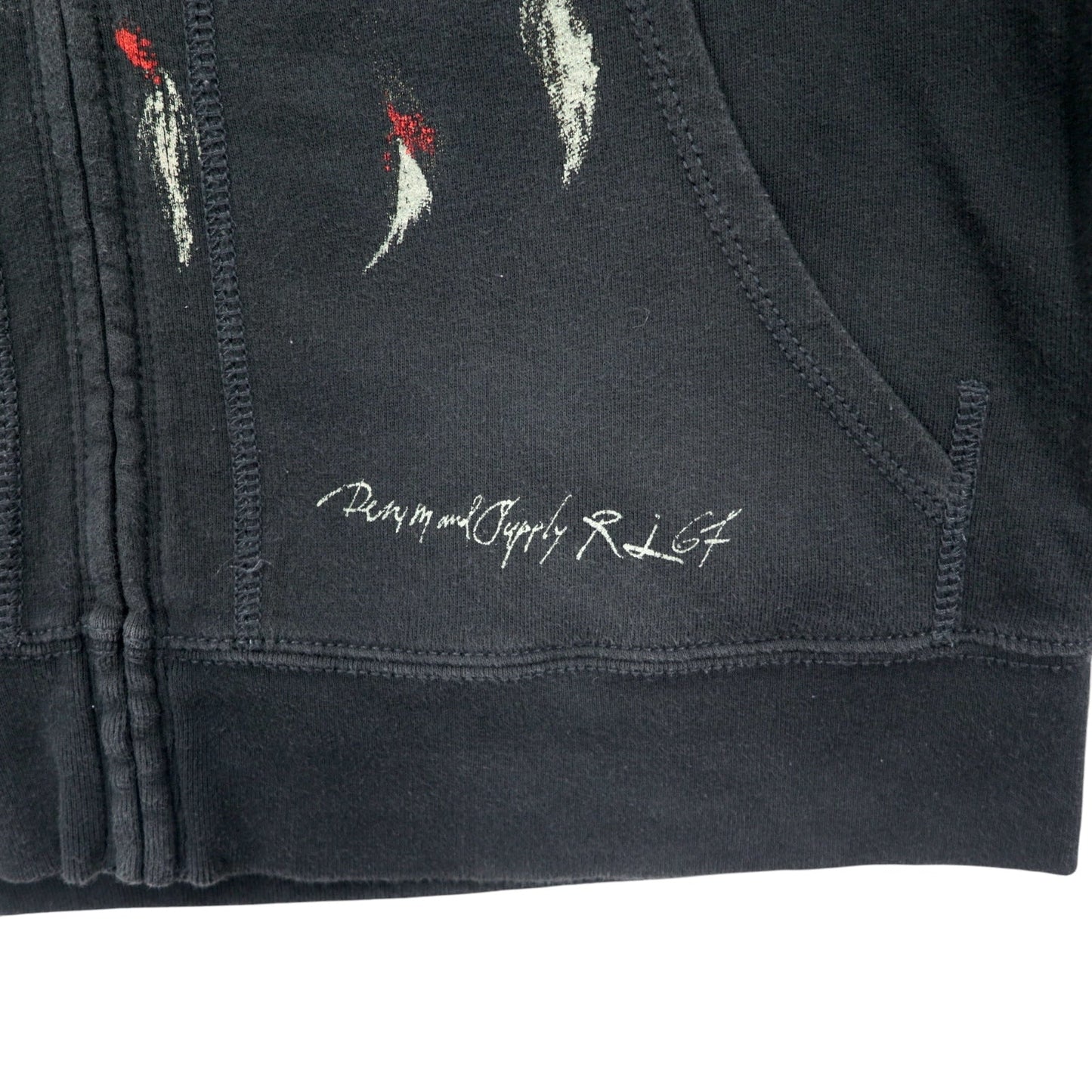 DENIM & SUPPLY RALPH LAUREN インディアンプリント フルジップパーカー S ブラック コットン