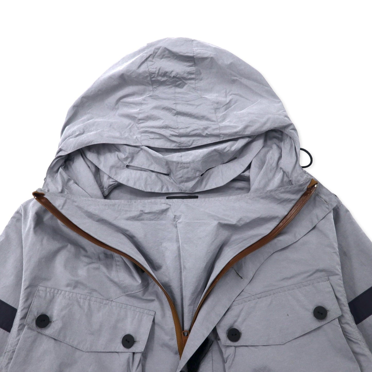 LEH アノラックパーカー M グレー ナイロン ドローコード サイドスリット 日本製
