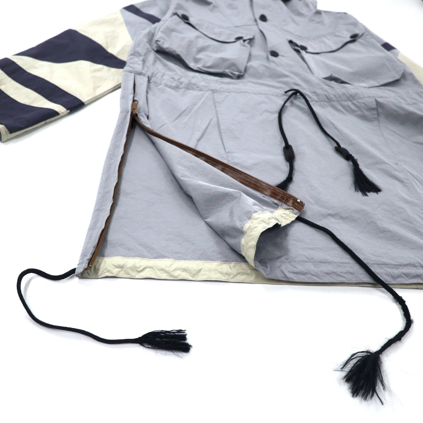 LEH アノラックパーカー M グレー ナイロン ドローコード サイドスリット 日本製