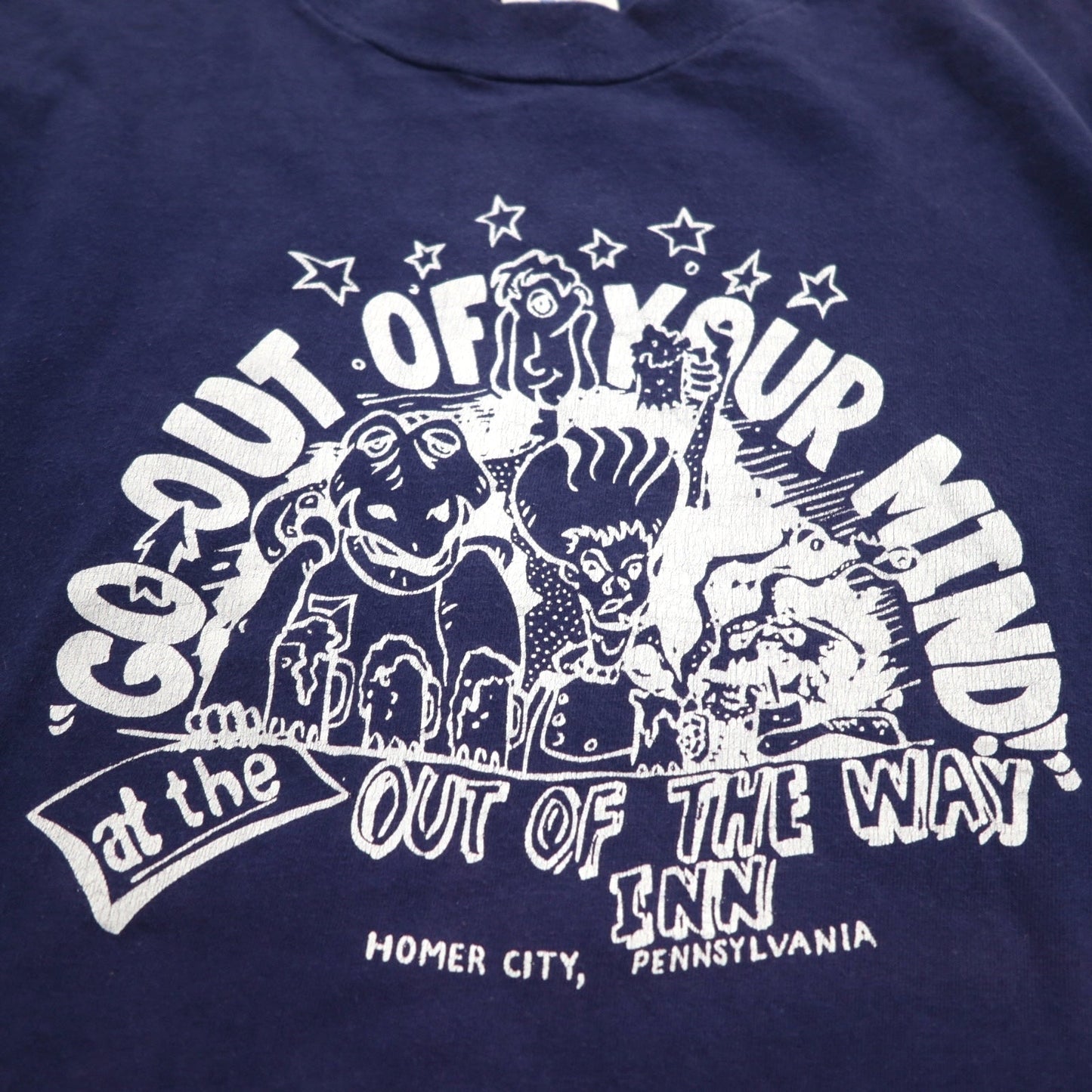 Hanes 80年代 USA製 シングルステッチ Beefy Tシャツ L ネイビー コットン GO OUT OF YOUR MIND