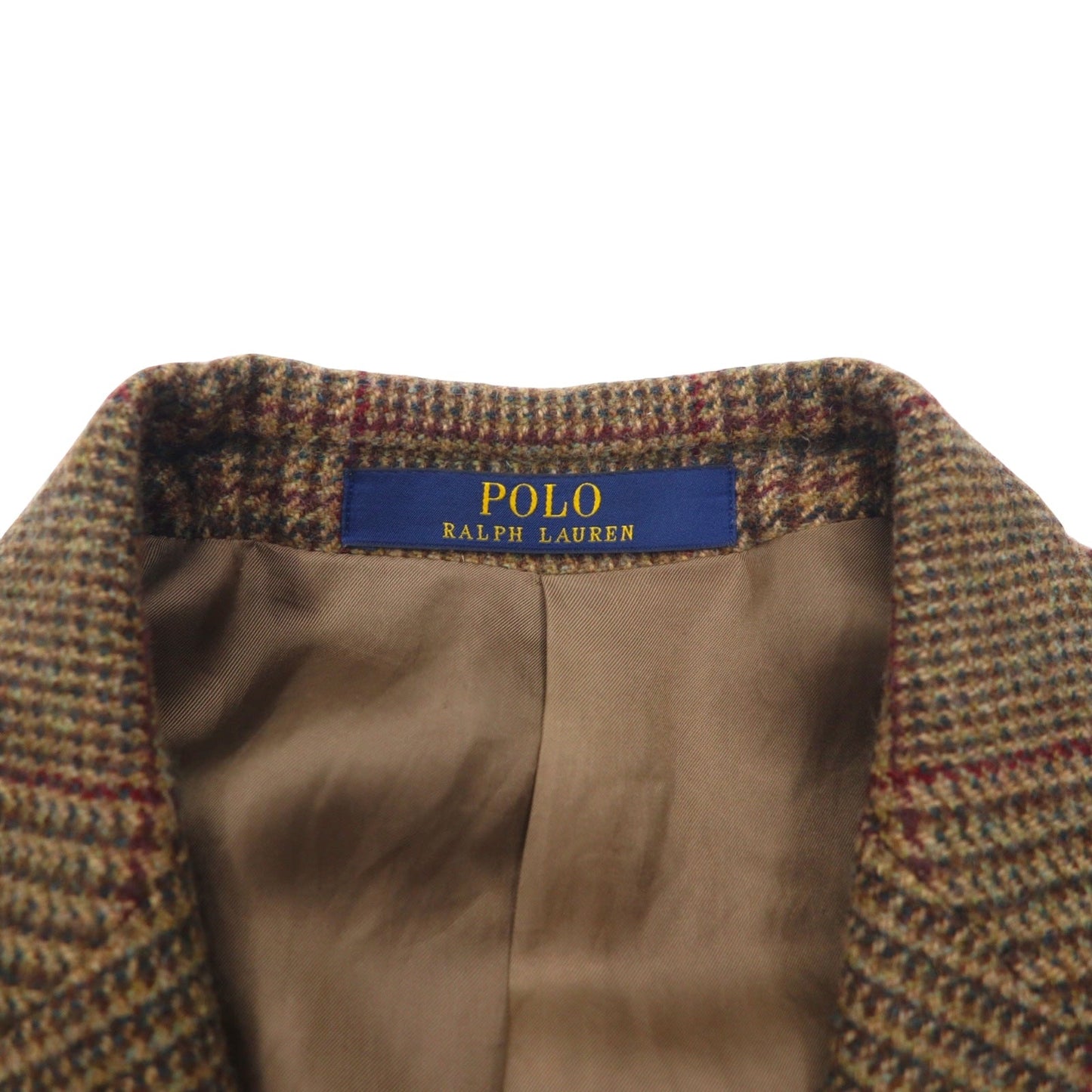 POLO RALPH LAUREN 2B テーラードジャケット L ブラウン ウール チェック スロバキア製 CUSTOM FIT