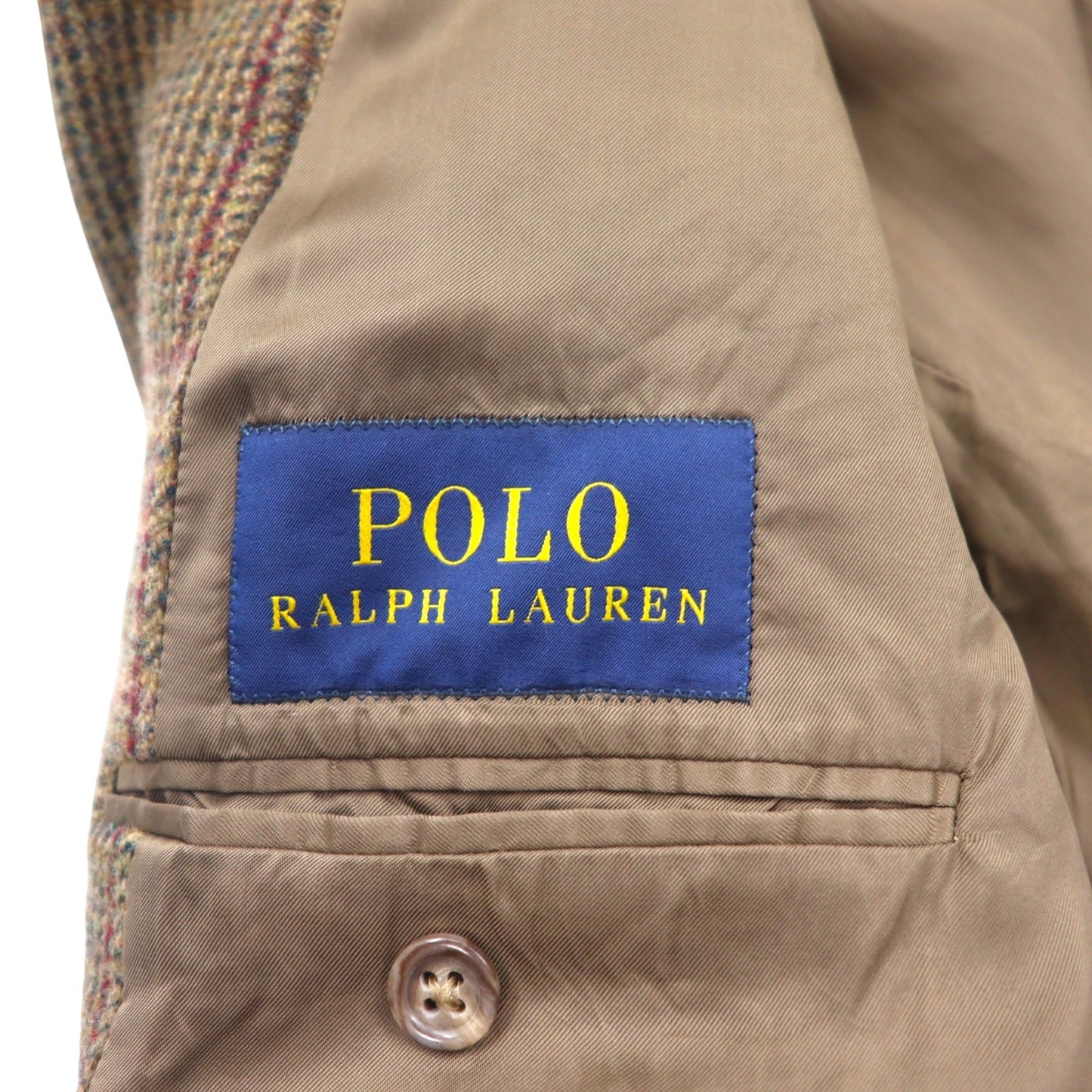 POLO RALPH LAUREN 2B テーラードジャケット L ブラウン ウール チェック スロバキア製 CUSTOM FIT