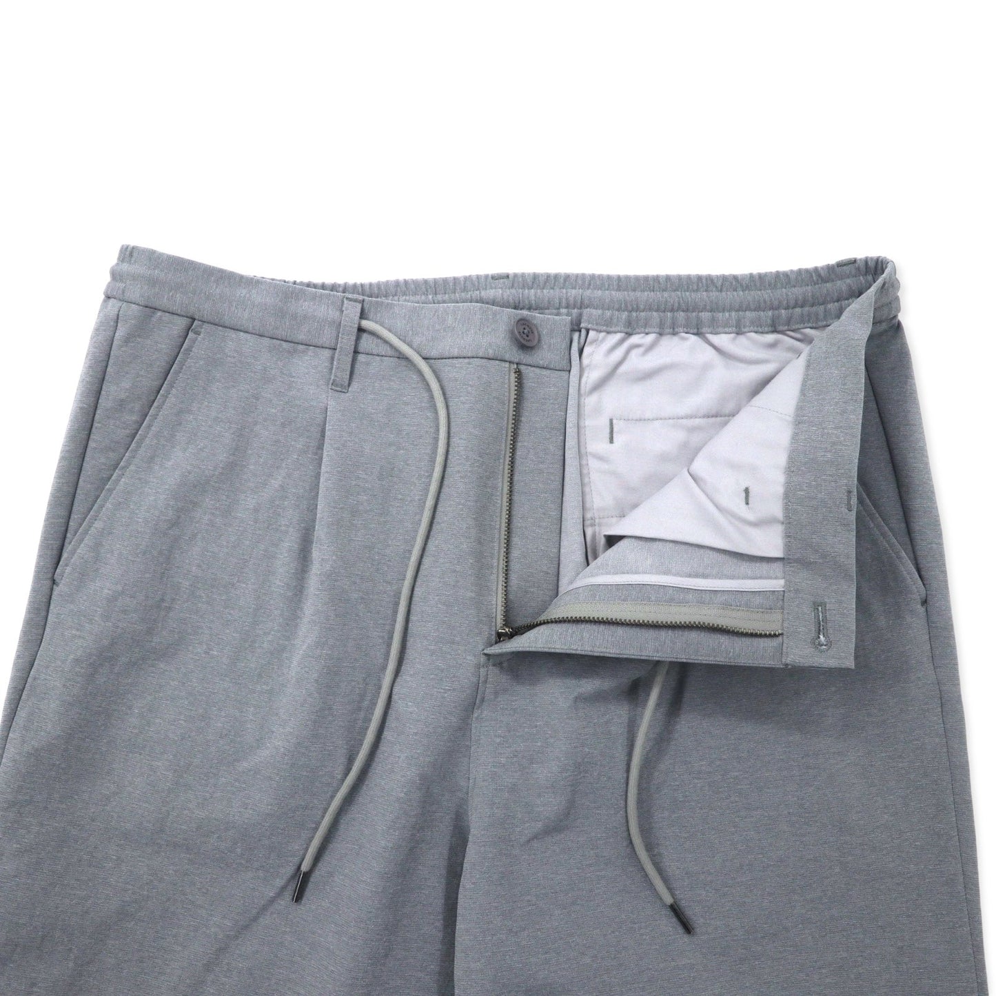 LACOSTE ストレッチ ストレート トラウザーズ イージーパンツ 46 グレー ポリエステル RELAXED FIT HH073EL