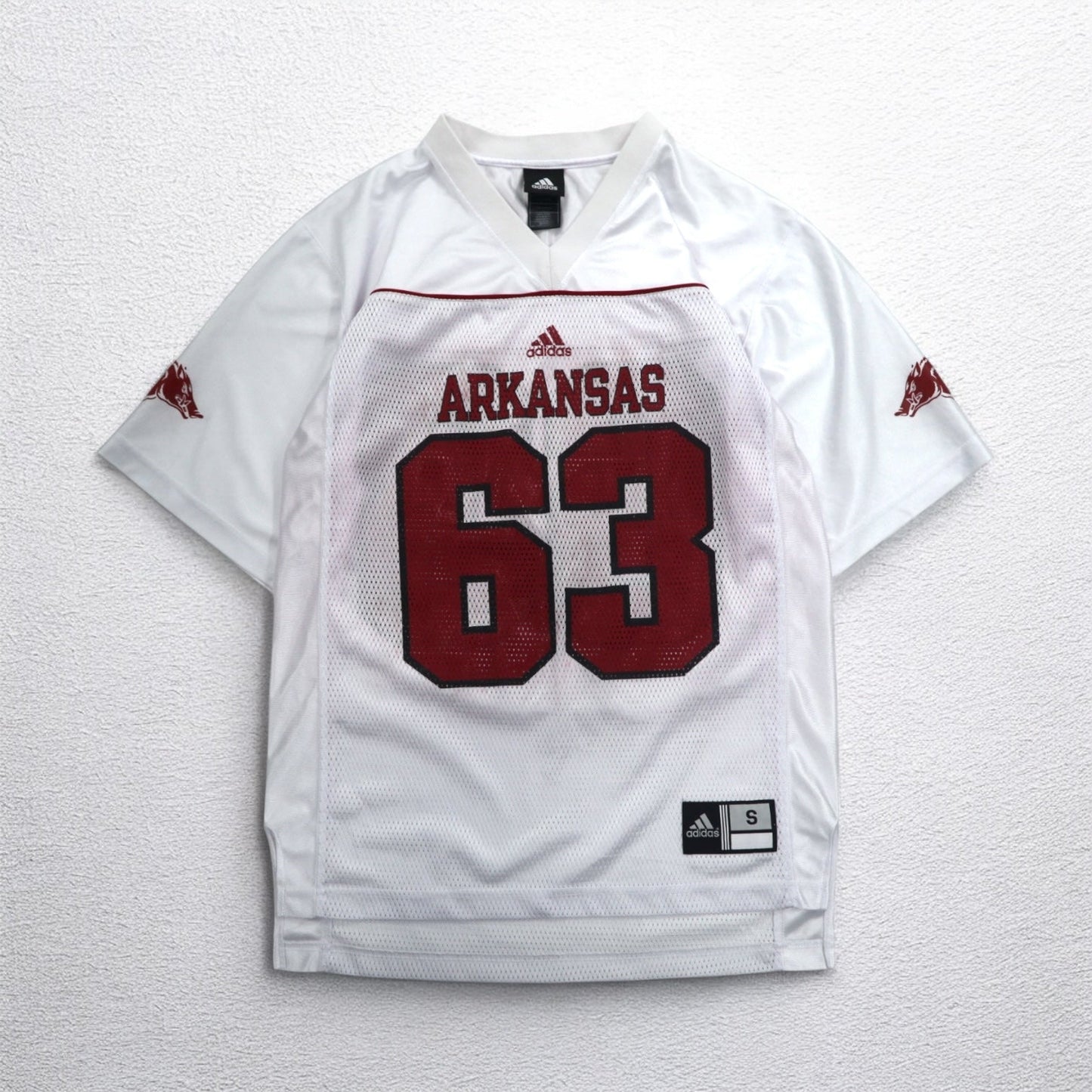 adidas ゲームシャツ L ホワイト メッシュ NFL ARKANSAS ポリエステル ナンバリング