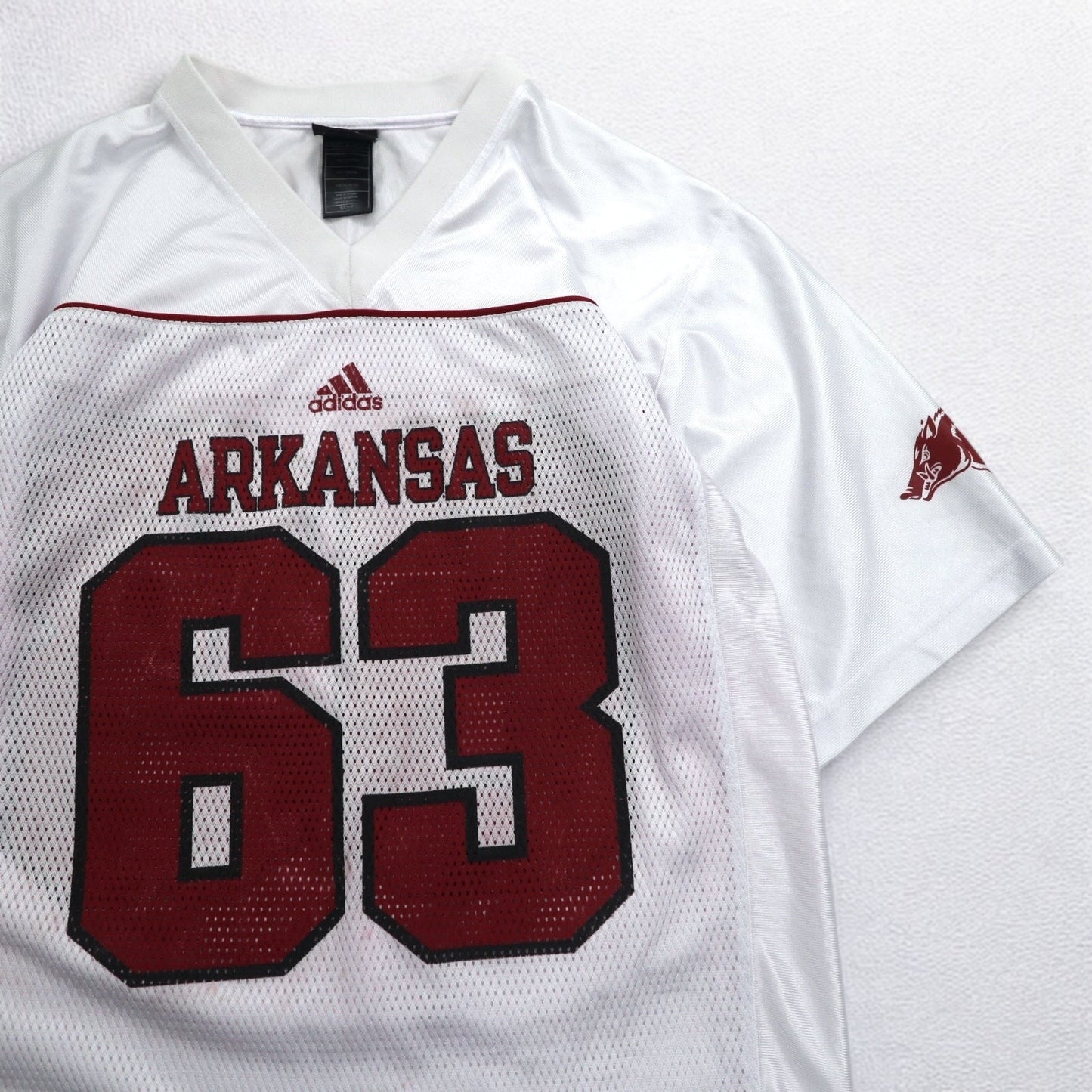 adidas ゲームシャツ L ホワイト メッシュ NFL ARKANSAS ポリエステル ナンバリング