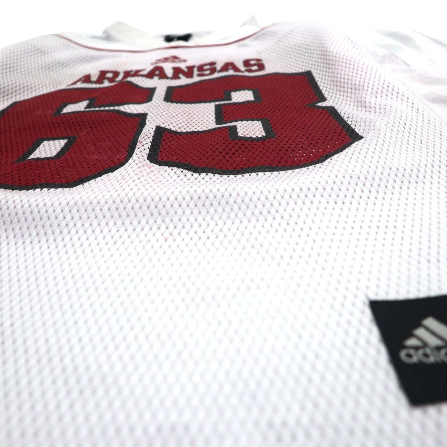 adidas ゲームシャツ L ホワイト メッシュ NFL ARKANSAS ポリエステル ナンバリング