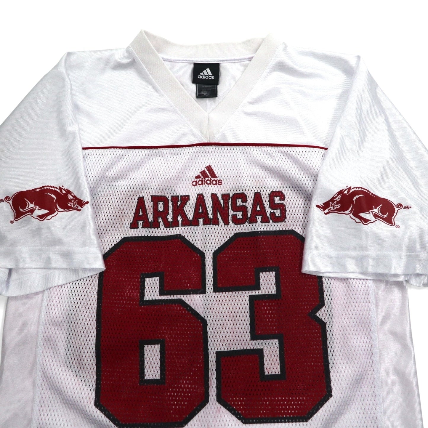 adidas ゲームシャツ L ホワイト メッシュ NFL ARKANSAS ポリエステル ナンバリング