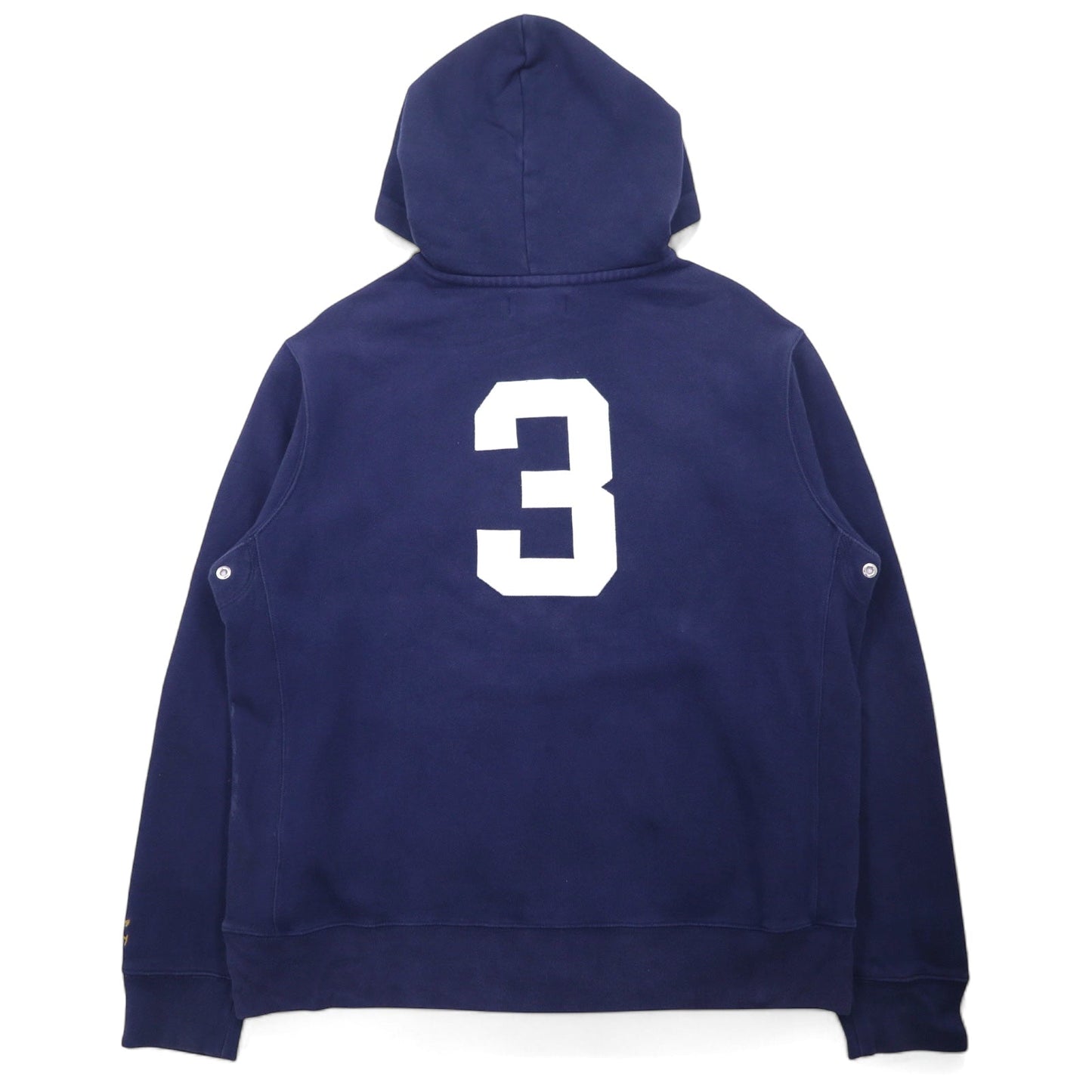 Polo by Ralph Lauren 90年代 デュアルマッチ 刺繍 ハーフボタン パーカー XL ネイビー コットン ナンバリング