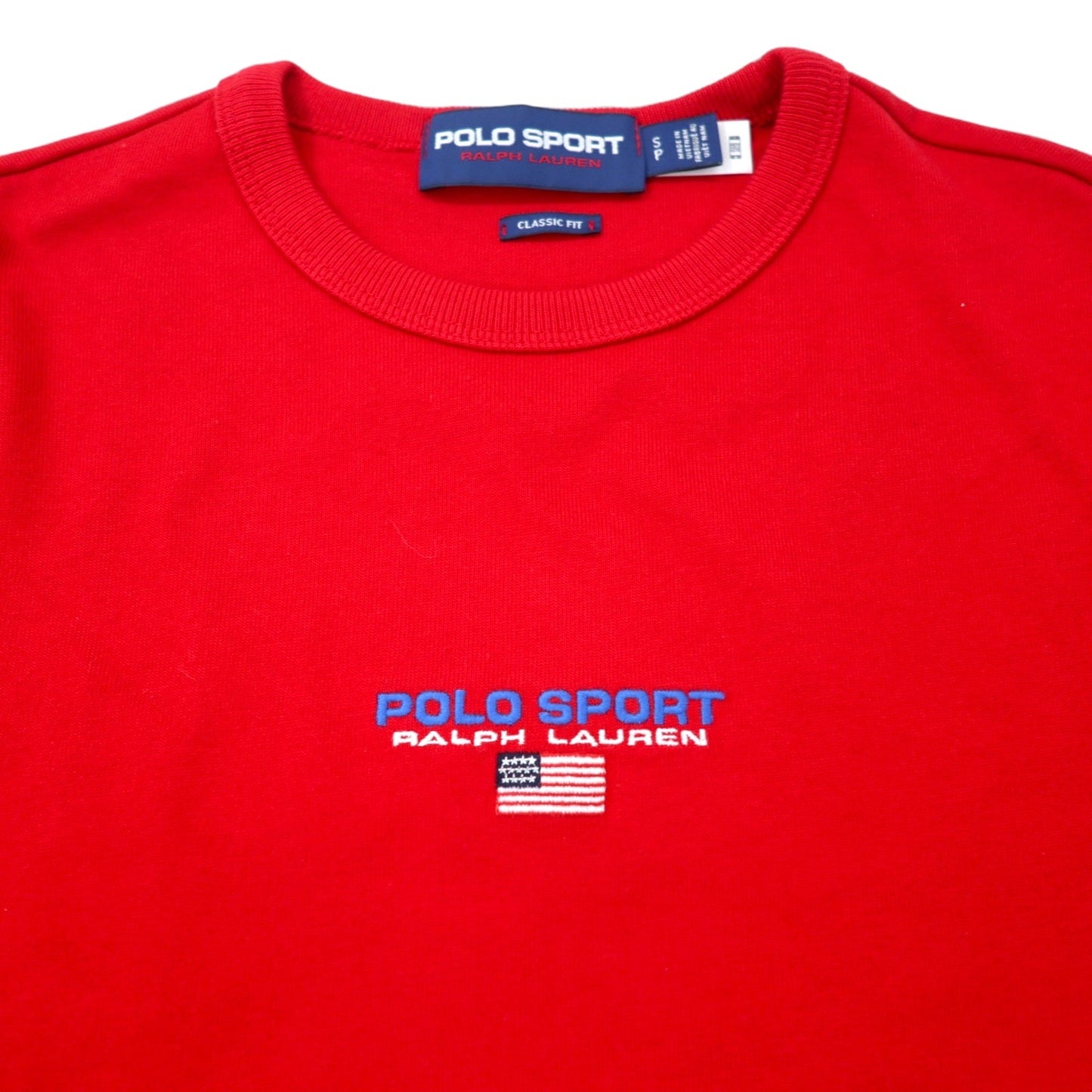 POLO SPORT RALPH LAUREN センターロゴ 刺繍 ヘビーウェイト Tシャツ S レッド コットン 星条旗