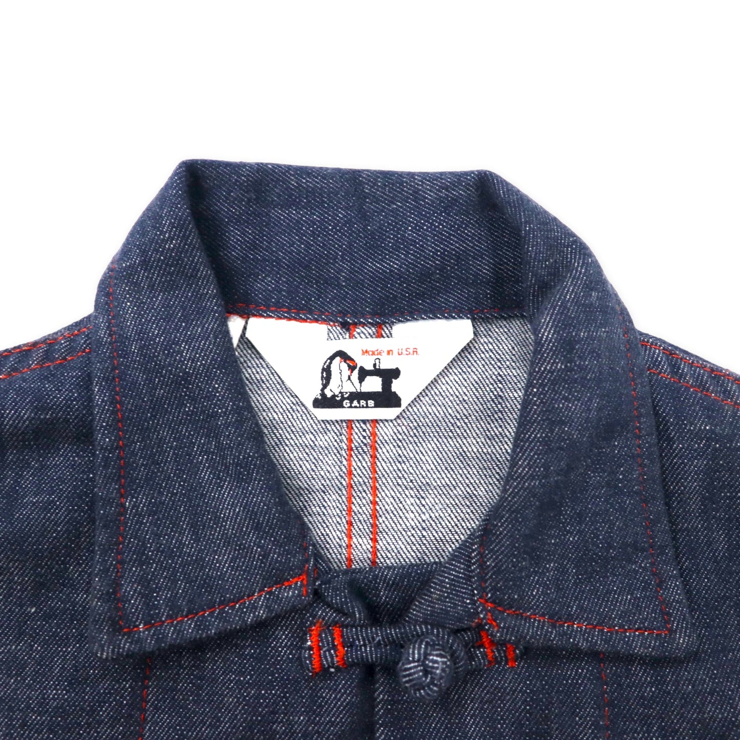 GARB USA製 デニム チャイナジャケット カバーオール S ブルー