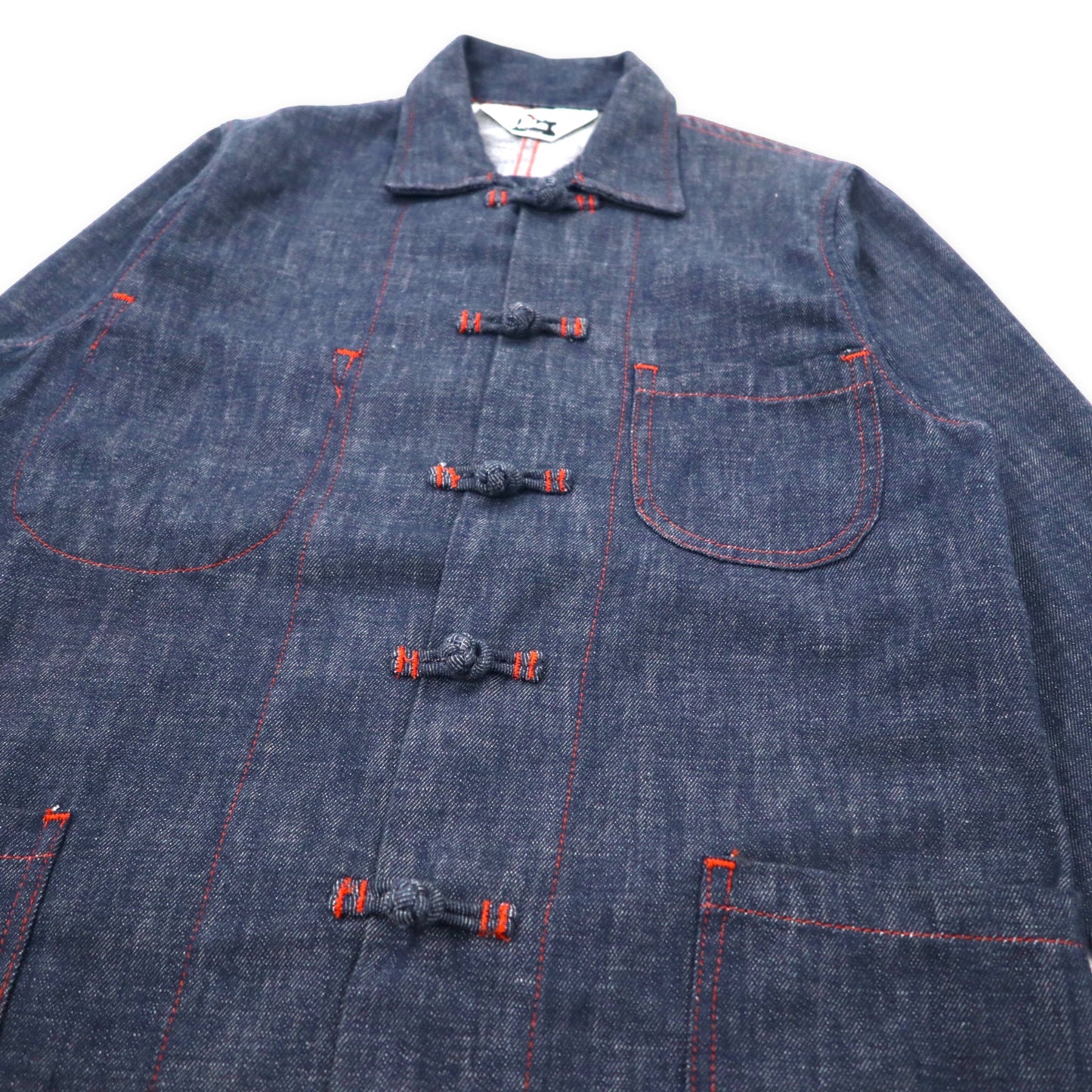 GARB USA製 デニム チャイナジャケット カバーオール S ブルー