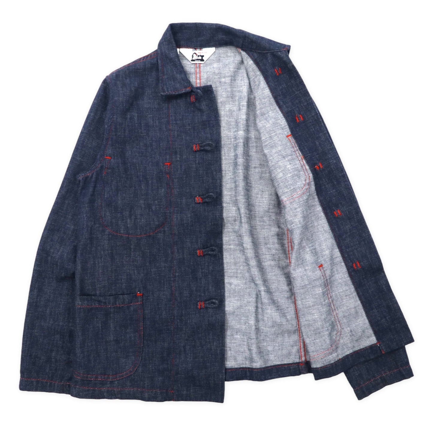 GARB USA製 デニム チャイナジャケット カバーオール S ブルー