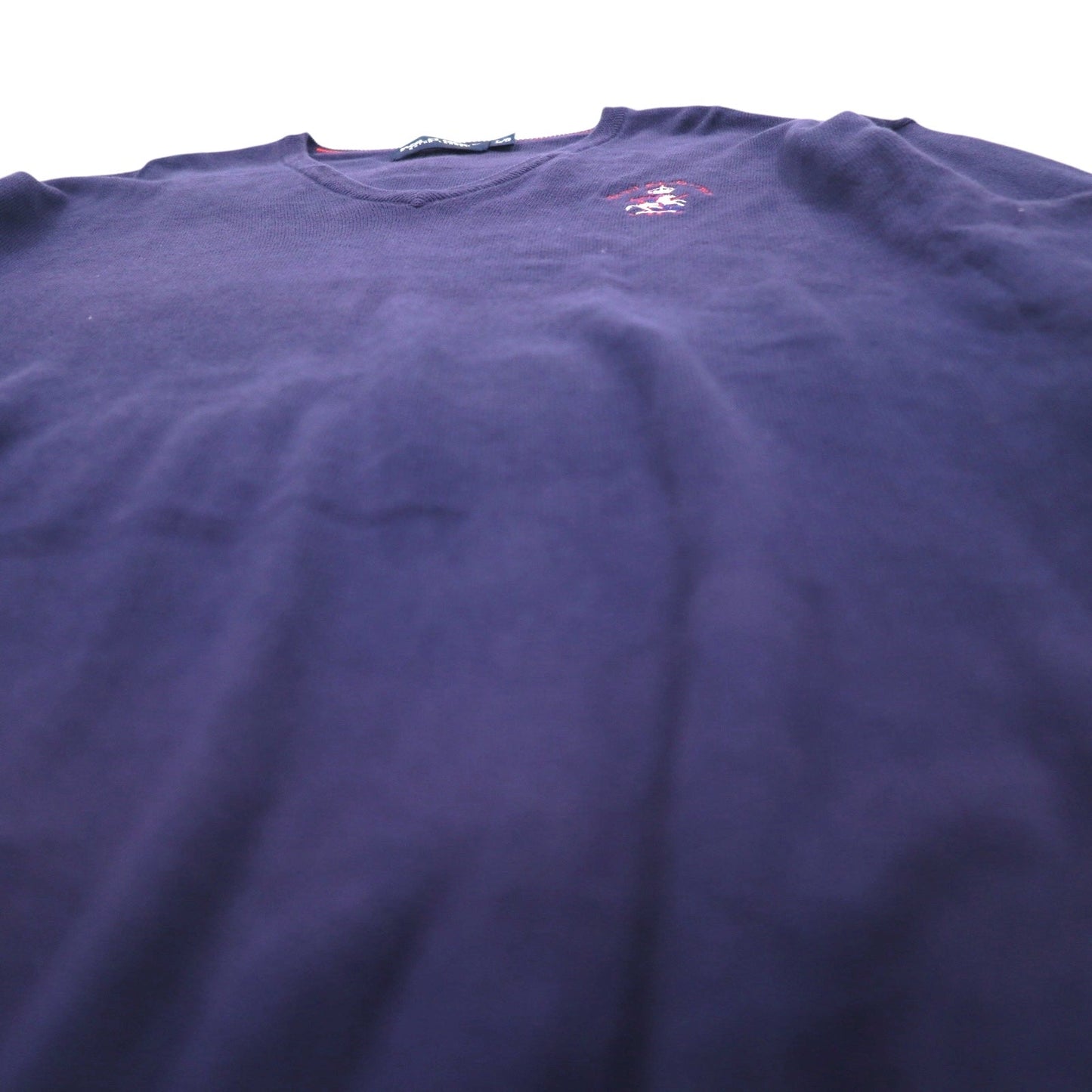 POLO GOLF RALPH LAUREN Vネック コットンニット セーター L ネイビー ポニー ロゴ刺繍 Royal St George's