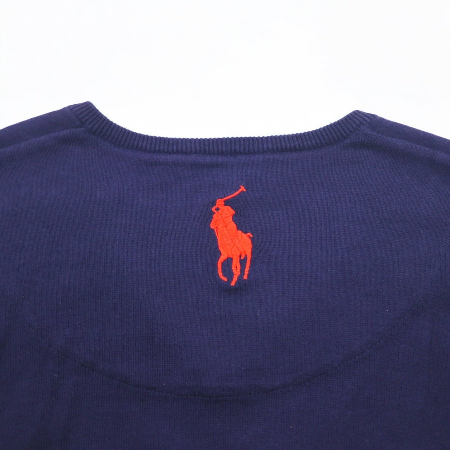 POLO GOLF RALPH LAUREN Vネック コットンニット セーター L ネイビー ポニー ロゴ刺繍 Royal St George's