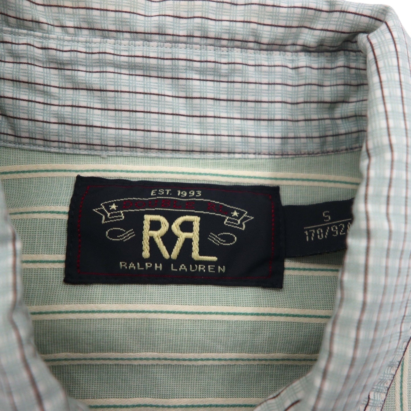 RRL DOUBLE RL RALPH LAUREN クレリックシャツ S グリーン ストライプ チンストラップ