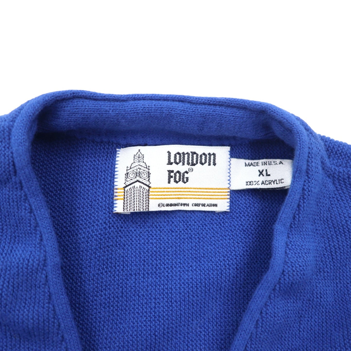 LONDON FOG 90年代 USA製 アクリル ニットカーディガン XL ブルー アクリル