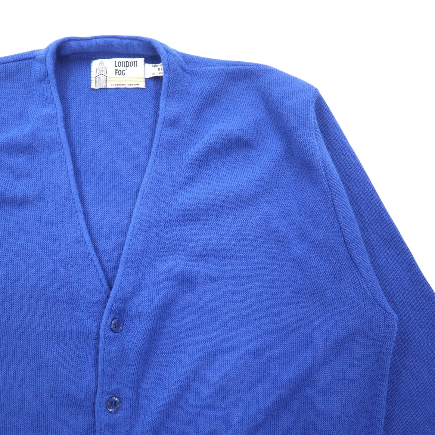 LONDON FOG 90年代 USA製 アクリル ニットカーディガン XL ブルー アクリル