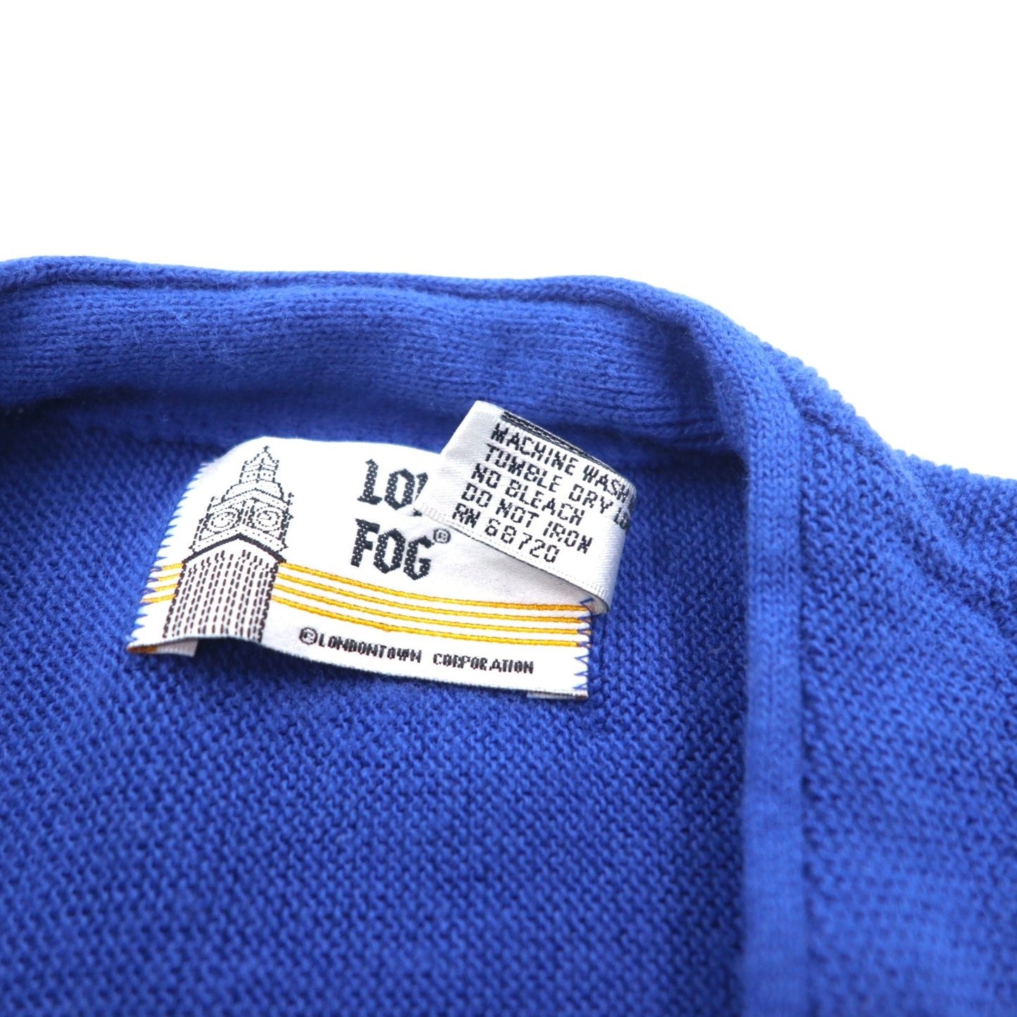 LONDON FOG 90年代 USA製 アクリル ニットカーディガン XL ブルー アクリル