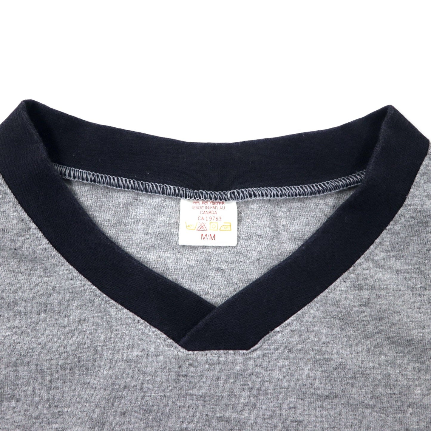 Hard Rock CAFE カナダ製 90年代 リンガーTシャツ M グレー コットン ワンポイントロゴ刺繍 NIAGARA FALLS ビッグサイズ