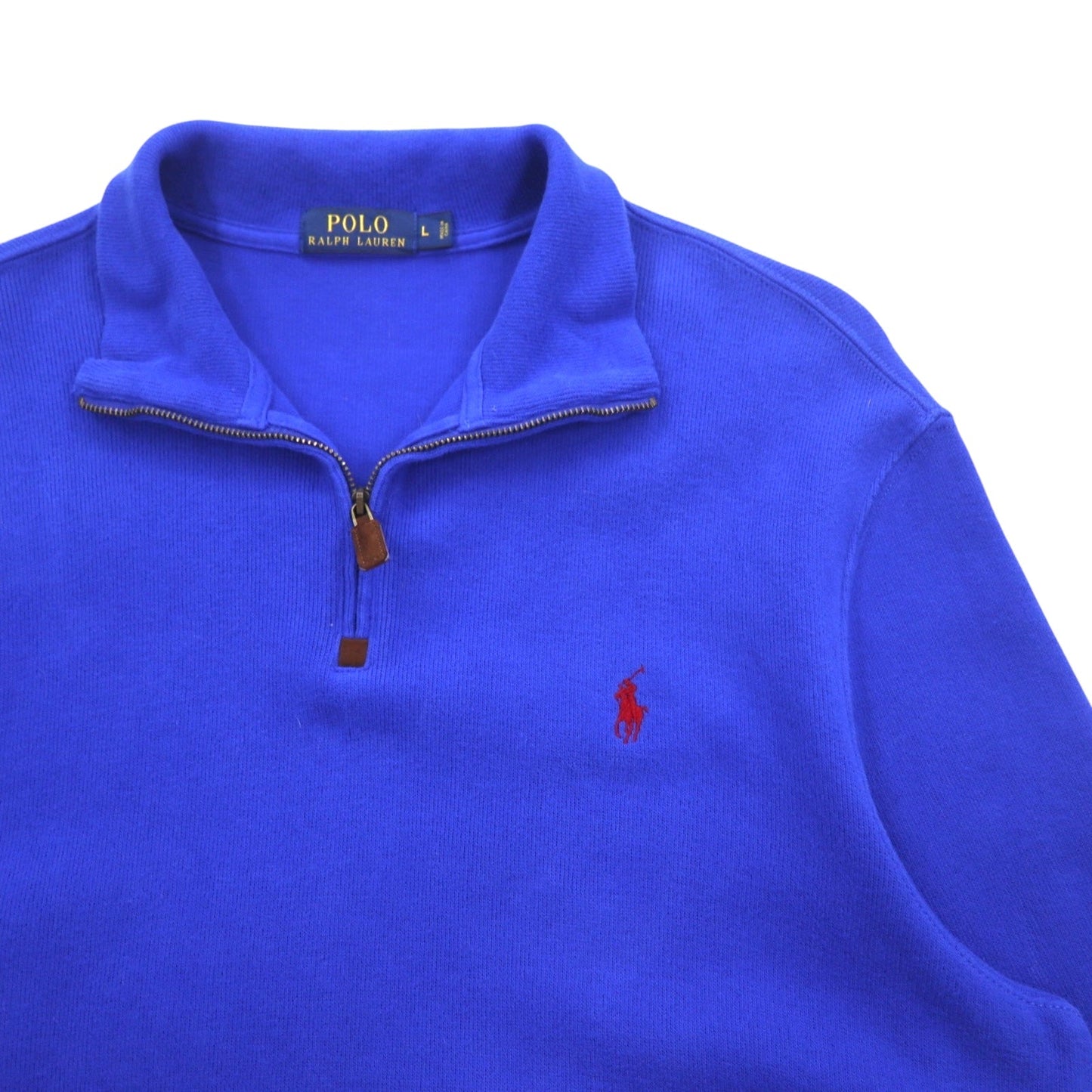 POLO RALPH LAUREN ハーフジップ スウェット L ブルー コットン スモールポニー刺繍