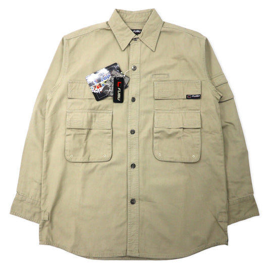 FUBU 00年代 ユーティリティ ワークシャツ M ベージュ コットン ビッグサイズ 未使用品