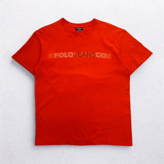 POLO JEANS CO. RALPH LAUREN 90年代 ロゴプリント Tシャツ L オレンジ コットン