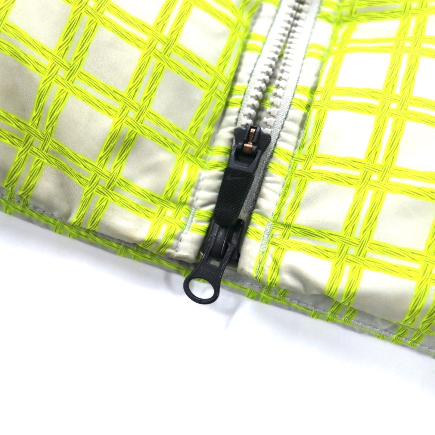 NIKE 総柄 ダウンベスト M イエロー ナイロン 550フィルパワー