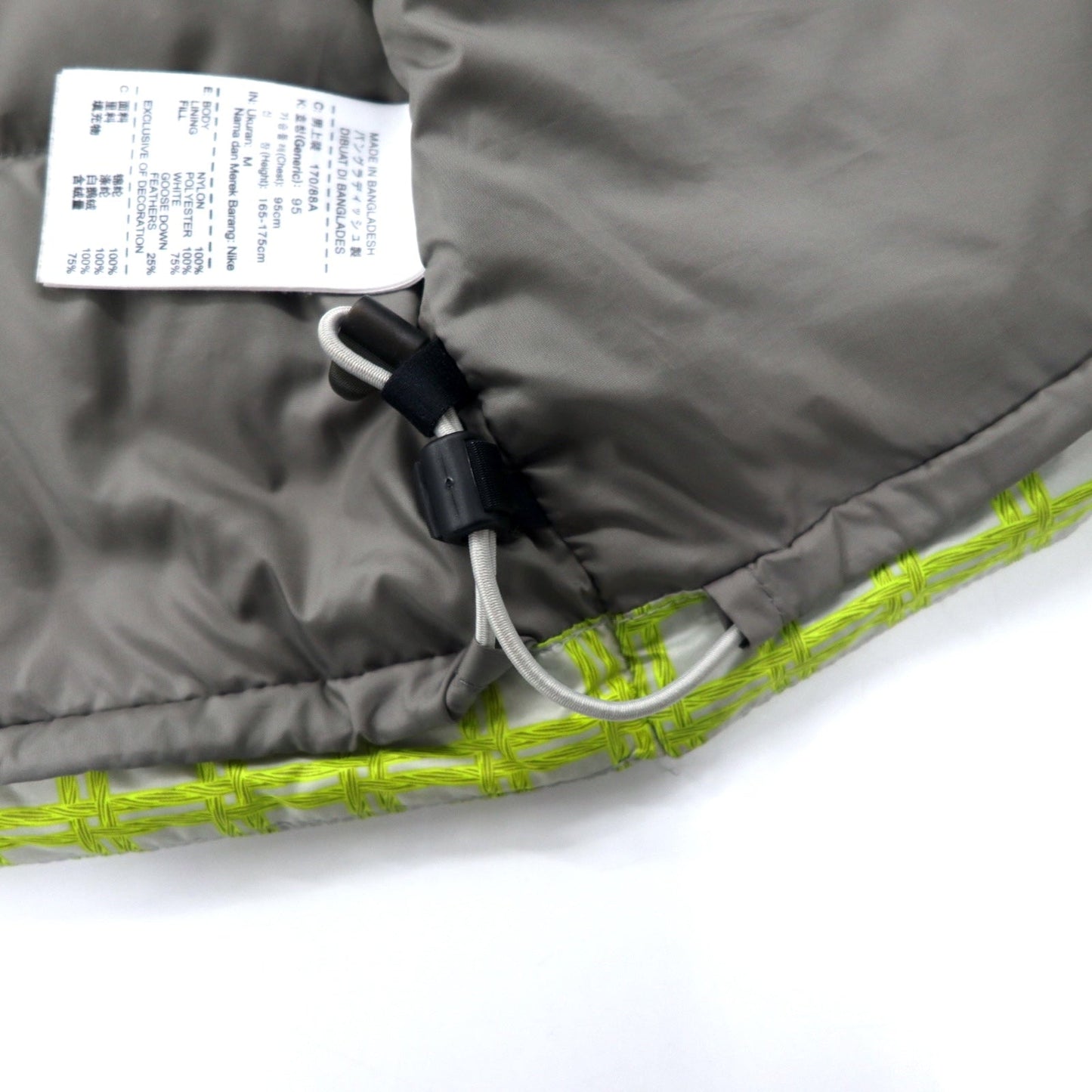 NIKE 総柄 ダウンベスト M イエロー ナイロン 550フィルパワー