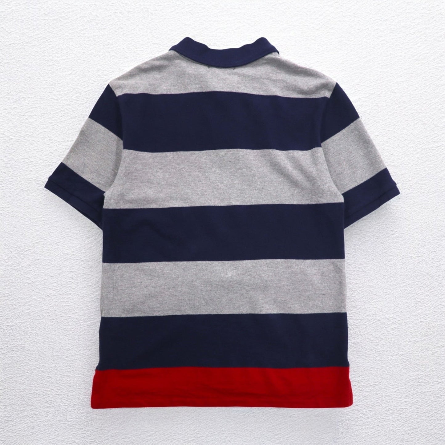 POLO RALPH LAUREN ボーダー ポロシャツ L グレー ネイビー コットン 鹿の子 スモールポニー刺繍