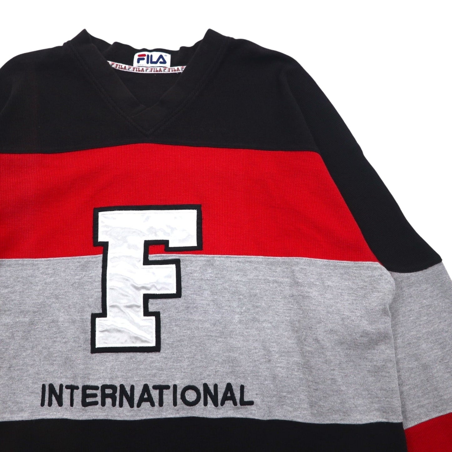 FILA 90年代 Vネック スウェット L ブラック コットン