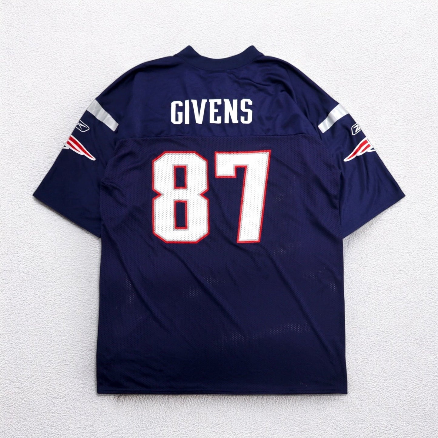 Reebok ゲームシャツ NFL Patriotsフットボール ユニフォーム XL ネイビー メッシュ ナイロン ナンバリング