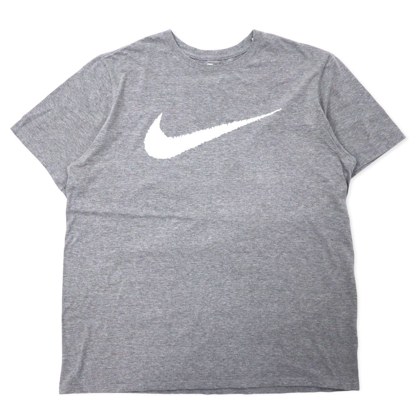 NIKE スウォッシュロゴ プリント Tシャツ XXL グレー コットン ATHLETIC CUT ビッグサイズ エルサルバドル製