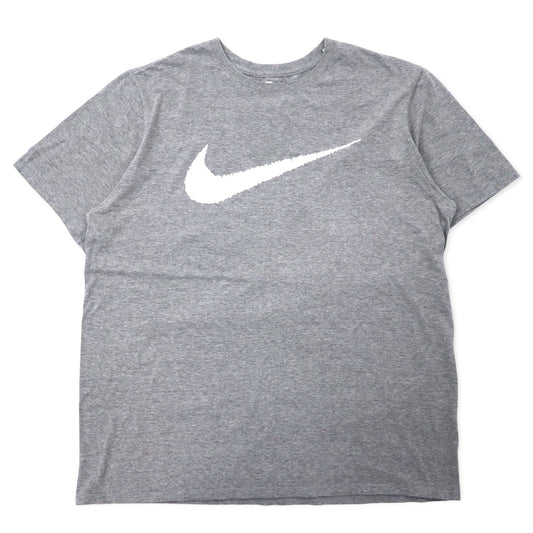 NIKE スウォッシュロゴ プリント Tシャツ XXL グレー コットン ATHLETIC CUT ビッグサイズ エルサルバドル製