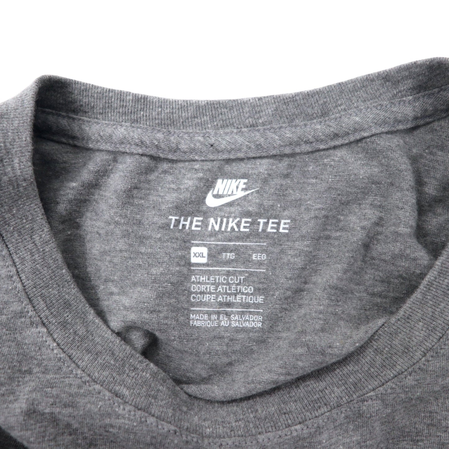 NIKE スウォッシュロゴ プリント Tシャツ XXL グレー コットン ATHLETIC CUT ビッグサイズ エルサルバドル製