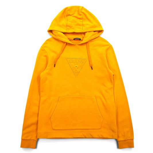 GUESS トライアングルロゴ 刺繍 プルオーバーパーカー M イエロー コットン MI3K9471