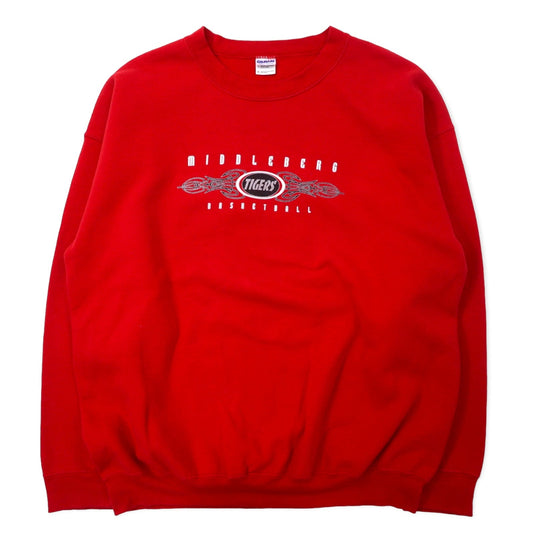 GILDAN カレッジ プリント スウェット XL レッド コットン 裏起毛 MIDDLEBERG TIGERS BASKETBALL ビッグサイズ メキシコ製