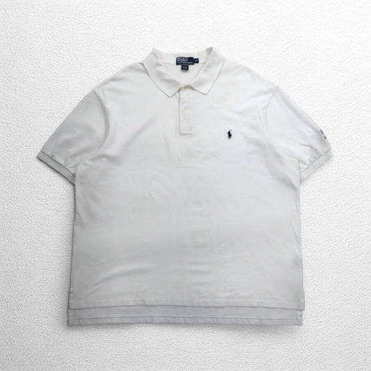 Polo by Ralph Lauren 90年代 ポロシャツ 3XL ビッグサイズ ホワイト 鹿の子 スモールポニー刺繍