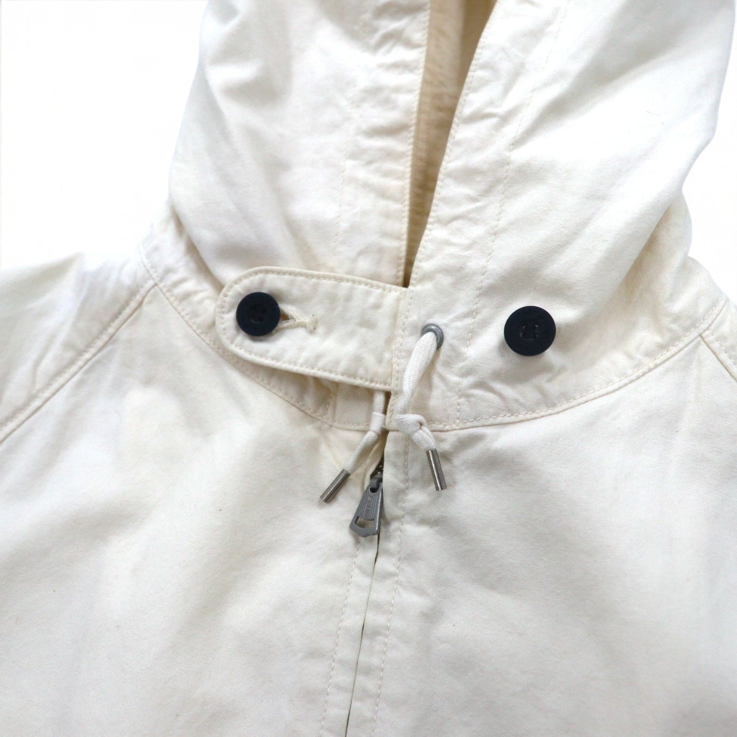 PHIGVEL デッキパーカー S ホワイト ドローコード WALDES ダブルジップ ヴィンテージ加工 PMX-OT01 日本製